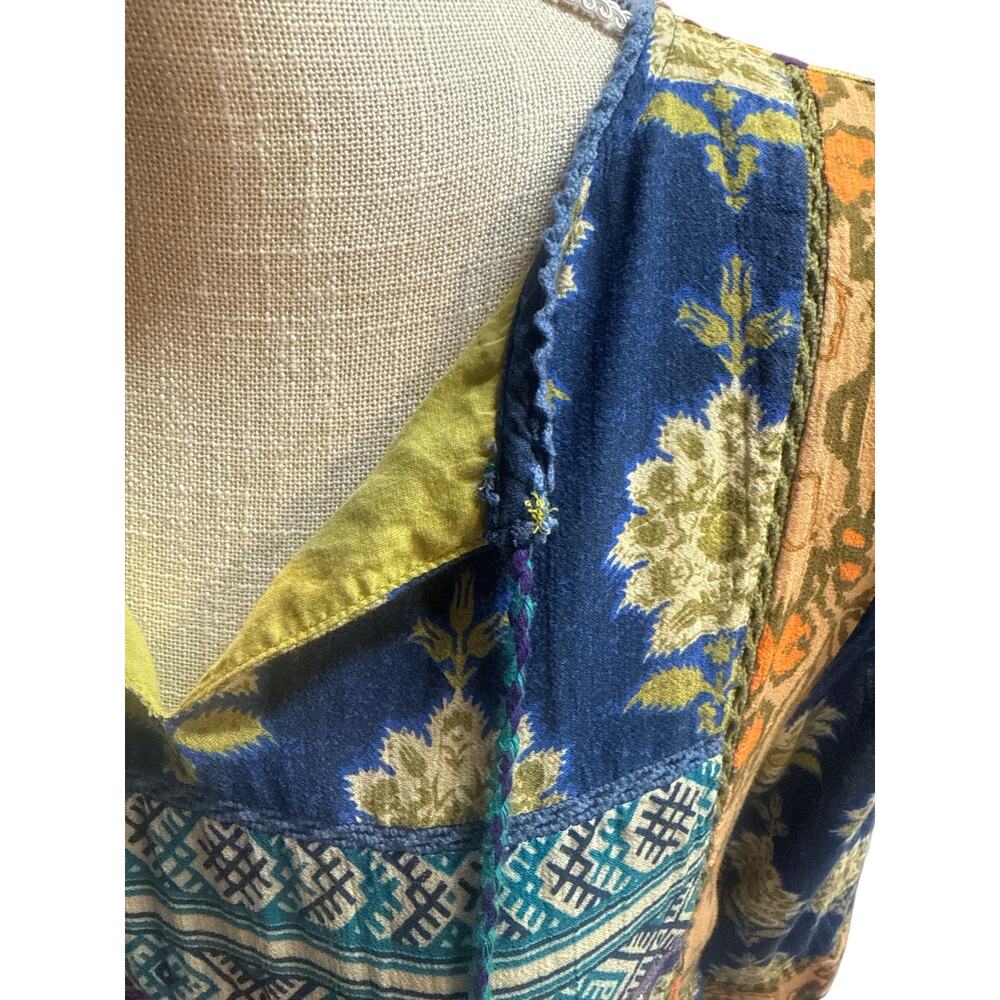 Soft Surroundings Boho Hippie Tassel Gold Patchwork Peasant Tunic Sz M - Picture 9 of 16